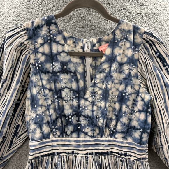Anthropologie Not So Serious XS Blue‎ Dress Long Sleeves Boho Beautiful - Picture 3 of 9
